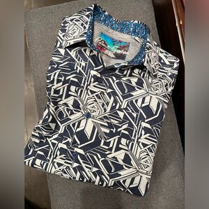 Robert Graham Black and White Geometric Shirt
